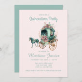 Invitation Quinceañera Retro Floral Carriage 15e anniversaire (Devant / Derrière)