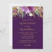 Invitation Quinceanera Robe Améthyste Violet Or (Dos)