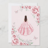 Invitation Quinceanera Robe d'argent rose Floral RSVP code QR (Dos)