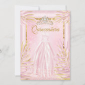 Invitation Quinceanera Robe rose Tiara Robe Anniversaire (Devant)