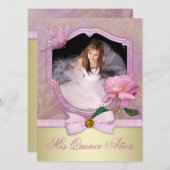 Invitation Quinceanera rose (Devant / Derrière)