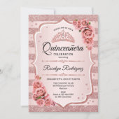 Invitation Quinceanera rose (Devant)