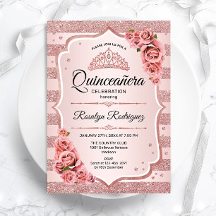 Invitation Quinceanera rose