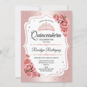 Invitation Quinceanera rose (Devant)