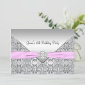 Invitation Quinceanera rose 15e anniversaire de fête Invitati (Debout devant)