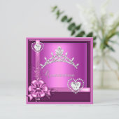 Invitation Quinceanera rose 15e anniversaire fête Argent (Debout devant)