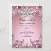 Invitation Quinceanera rose 15e fête d'anniversaire (Devant)