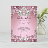 Invitation Quinceanera rose 15e fête d'anniversaire (Debout devant)