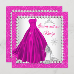 Invitation Quinceanera rose 15ème anniversaire de diamant