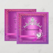Invitation Quinceanera rose 15ème Tiara 15 Anniversaire (Devant / Derrière)