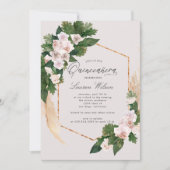 Invitation Quinceanera rose à fleurs tropicales rousses Invit (Devant)