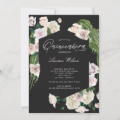 Invitation Quinceanera rose à fleurs tropicales rousses Invit (Devant)