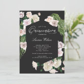 Invitation Quinceanera rose à fleurs tropicales rousses Invit (Debout devant)