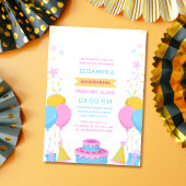 Invitation quinceañera rose bleu et jaune coloré