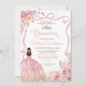 Invitation Quinceanera Rose Bleu Rose Papillon Golden (Devant)
