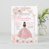Invitation Quinceanera Rose Bohème Chic (Debout devant)