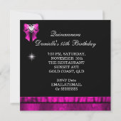 Invitation Quinceanera rose chaud 15e anniversaire de la fête (Dos)