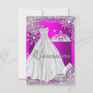 Invitation Quinceanera rose chaud 15ème anniversaire