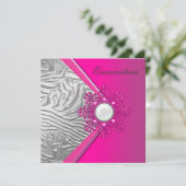 Invitation Quinceanera rose chaud 15ème anniversaire (Debout devant)