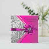 Invitation Quinceanera rose chaud fête d'anniversaire (Debout devant)