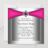 Invitation Quinceanera rose chaud fête d'anniversaire (Dos)