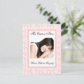 Invitation Quinceanera rose Damas doux rose et blanc (Debout devant)