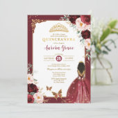 Invitation Quinceañera rose de Bourgogne Princesse Mis Quince (Debout devant)