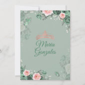 Invitation Quinceañera rose Dusty Green Crown Butterfly (Dos)