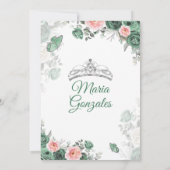 Invitation Quinceañera rose Dusty Green Crown Butterfly (Dos)
