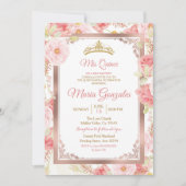 Invitation Quinceanera rose en or et rose (Devant)