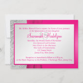 Invitation Quinceanera| Rose et argent chauds| Photo (Dos)