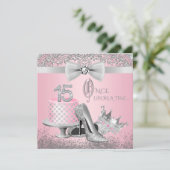 Invitation Quinceanera rose et argent fête d'anniversaire (Debout devant)