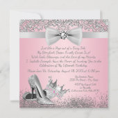 Invitation Quinceanera rose et argent fête d'anniversaire (Dos)