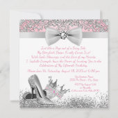 Invitation Quinceanera rose et argent Princesse 15e anniversa (Dos)