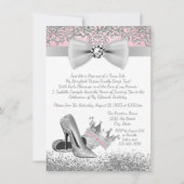 Invitation Quinceanera rose et gris fête d'anniversaire (Dos)