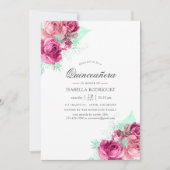 Invitation Quinceañera rose et menthe (Devant)