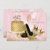 Invitation Quinceanera rose et or fête d'anniversaire (Devant / Derrière)