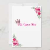 Invitation Quinceanera rose et or Floral (Dos)