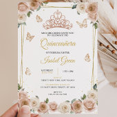 Invitation Quinceañera rose et or rose
