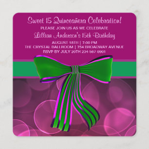 Invitation Quinceanera rose et vert
