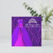 Invitation Quinceanera rose et violet (Debout devant)