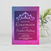 Invitation Quinceanera rose et violet avec Tiara (Debout devant)