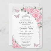 Invitation Quinceañera Rose Floral Princess 15 Años Papillon (Devant)