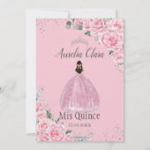 Invitation Quinceañera Rose Floral Princess Argent Anniversai (Dos)