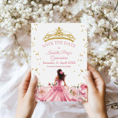Invitation Quinceanera Rose Floral Princess Enregistrer la da