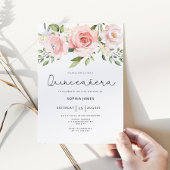 Invitation Quinceanera rose florale 15e anniversaire