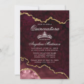 Invitation Quinceanera Rose Gold Marble Agate Géode Photo (Devant)