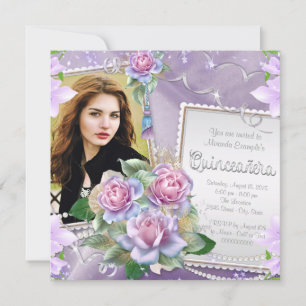 Invitation Quinceañera Rose Lavande