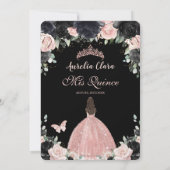 Invitation Quinceañera Rose noir Rose or princesse (Dos)