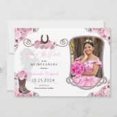 Invitation Quinceañera Rose Occidentale Enregistrer La Date P (Devant)